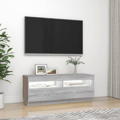 vidaXL Szafka pod TV z oświetleniem LED szary dąb sonoma, 100x35x40 cm