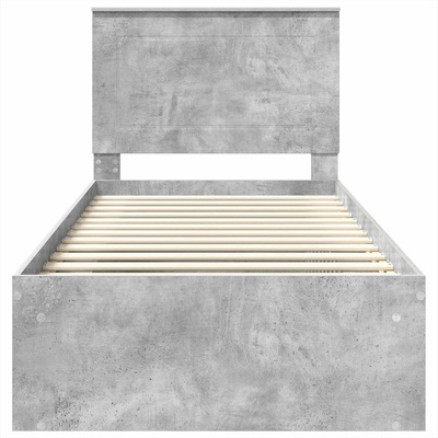 Ramka łóżka Szary beton 75 x 190 cm Lite drewno sosnowe