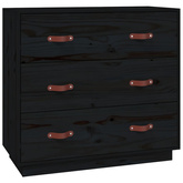 vidaXL Komoda, czarna, 80x40x75 cm, lite drewno sosnowe