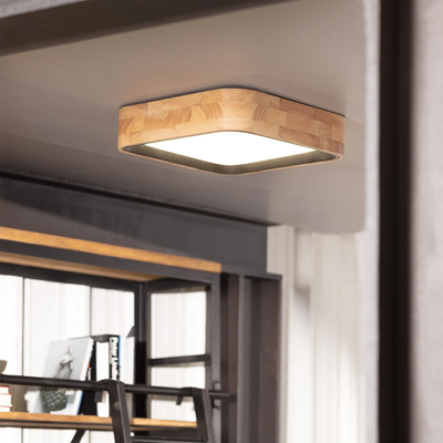 Plafon LED Abruzzo Mazza 16W Kwadratowy Naturalne Drewno 3 Barwy Świecenia CCT