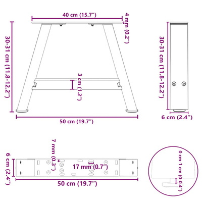 Nogi do stolika kawowego w kształcie litery A 2 szt. Białe 50x(30-31) cm Stal