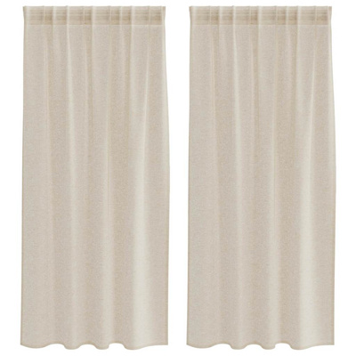 Firany Voile z zasłonami 2 pcs piaskowy 175 x 140 cm Poliester