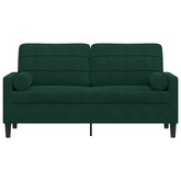 2-osobowa sofa z poduszkami, ciemnozielona, 140 cm, aksamit