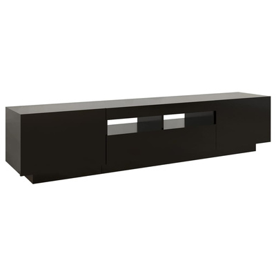 vidaXL Szafka pod TV z oświetleniem LED, czarna, 180x35x40 cm
