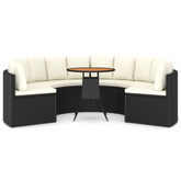 7-częściowa sofa ogrodowa z poduszkami, rattan PE, czarna