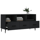 vidaXL Szafka pod TV, czarna, 102x36x50 cm, materiał drewnopochodny wariant 8