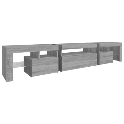 vidaXL Szafka pod TV z oświetleniem LED szary dąb sonoma 215x36,5x40cm
