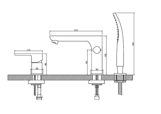 Bateria wannowa 3-otworowa Siros chrom  Invena