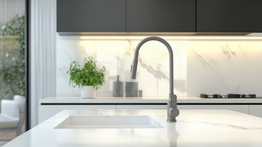 Bateria zlew. dalis z elastyczną 2f wylewką, szary BZ-64-005-L Invena