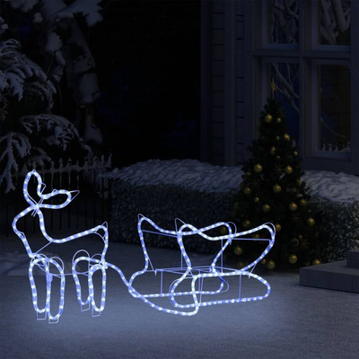vidaXL Świąteczna dekoracja zewnętrzna: renifer i sanie, 252 diody LED