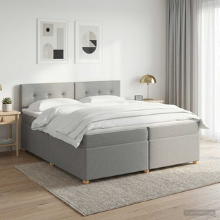 Łóżko kontynentalne z materacem jasnoszary 200 x 200 cm tkanina