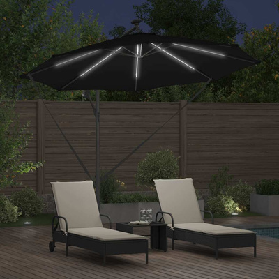 Parasol plażowy 294 x 294 x 248 cm Poliester i aluminium Czarny