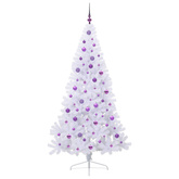 Sztuczna choinka z 300 diodami LED Biały 210 cm PVC i stal