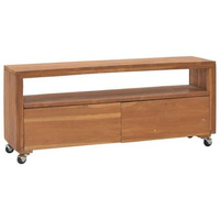 vidaXL Szafka z kółkami pod TV, 110x30x40 cm, lite drewno tekowe