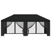 Altana z bokami 6 x 3 m Czarny Poliester i Stal 190
