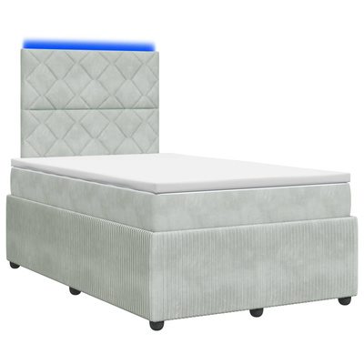 Łóżko z box spring LED z materacem jasnoszary 120 x 200 cm