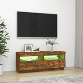 vidaXL Szafka pod TV z oświetleniem LED, przydymiony dąb, 100x35x40 cm