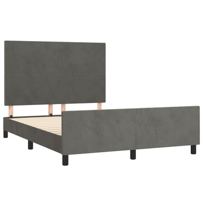 vidaXL Rama łóżka z zagłówkiem, ciemnoszara, 140x200 cm, aksamitna model standard