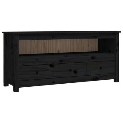vidaXL Szafka pod TV, czarna, 114x35x52 cm, lite drewno sosnowe