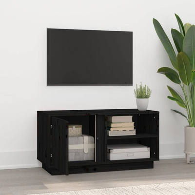 Szafka pod TV, czarna, 80x35x40,5 cm, lite drewno sosnowe vidaXL