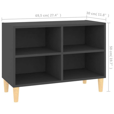 vidaXL Szafka pod TV z drewnianymi nóżkami, szara, 69,5x30x50 cm