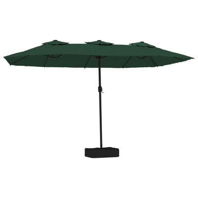 Podwójny parasol ogrodowy z LED, zielony, 449x265 cm