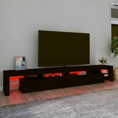 vidaXL Szafka pod TV z oświetleniem LED, czarna, 260x36,5x40 cm