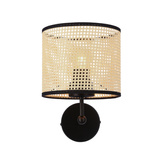 TOPI lampa kinkiet czarny 1x40W E27 abażur kremowy