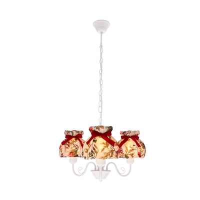 Lampa wisząca z abażurami Rozano biała potrójna kwiatowy abażur do salonu