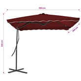 Parasol ogrodowy na stalowym słupku, bordowy, 250x250x230 cm