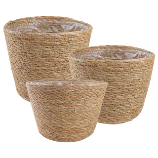 Kosze na rośliny z trawy morskiej 3 pcs naturalny ?26 x 19 cm