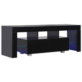 vidaXL Szafka pod TV ze światłem LED, błyszcząca, czarna, 130x35x45cm