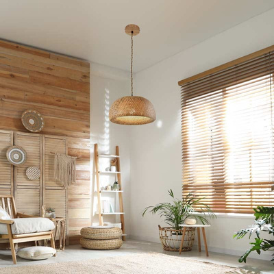 Lampa Wisząca Boho z Bambusa ?45cm Abruzzo Mia E27