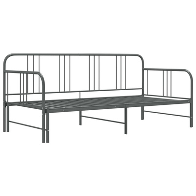 Sofa z wysuwaną ramą łóżka, szara, metalowa, 90x200 cm wariant 4