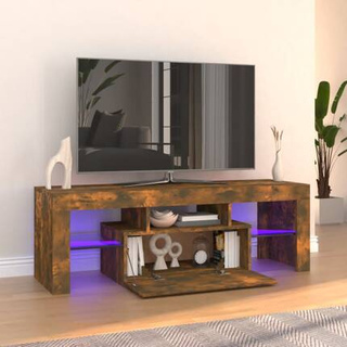 Szafka pod TV z oświetleniem LED, przydymiony dąb, 120x35x40 cm vidaXL
