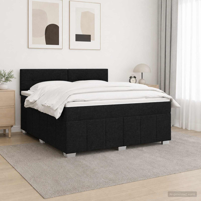 Łóżko z box spring LED z materacem Czarny 180 x 200 cm tkanina