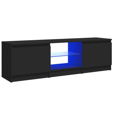 vidaXL Szafka pod TV z oświetleniem LED, czarna, 120 x 30 x 35,5 cm
