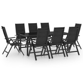 9-częściowy zestaw mebli ogrodowych, aluminium, antracytowy