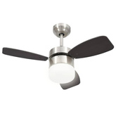 vidaXL Wentylator sufitowy z lampą i pilotem, 76 cm, ciemnobrązowy