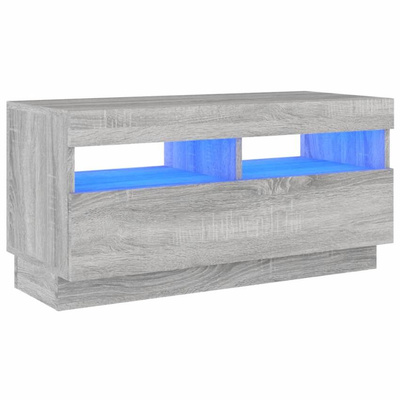 vidaXL Szafka pod TV z oświetleniem LED, szary dąb sonoma, 80x35x40 cm