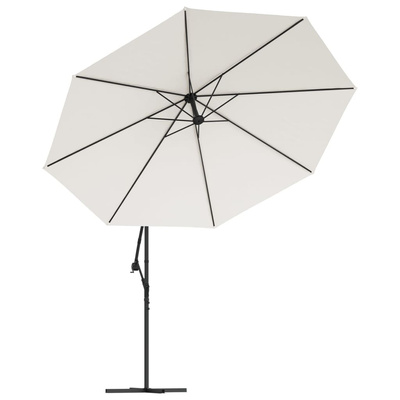 Parasol wiszący z LED i metalowym słupkiem, 350 cm, piaskowy
