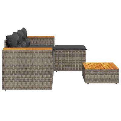3-częściowa sofa do ogrodu, z poduszkami, szara, polirattanowa