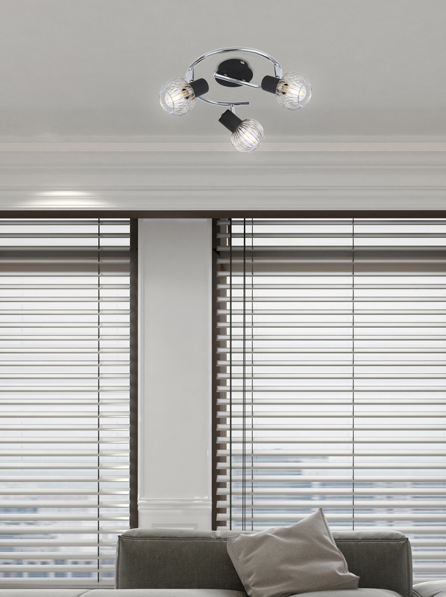 Lampa sufitowa spirala 3X40W E14 czarny/chrom OSLO 98-61867