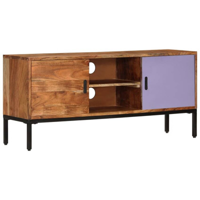 vidaXL Szafka pod TV, miodowy brąz i szary, 110x30x50 cm, lita akacja
