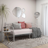 Sofa z wysuwaną ramą łóżka, biała, metalowa, 90x200 cm vidaXL
