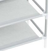 Stojak na buty z 4 półkami, metal i włóknina, srebrny