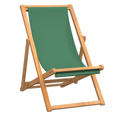 vidaXL Składany leżak plażowy, lite drewno tekowe, zielony