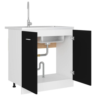 vidaXL Szafka pod zlew, czarna, 80x46x81,5 cm, materiał drewnopochodny