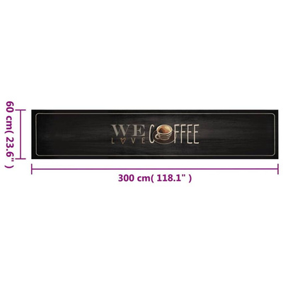 vidaXL Dywanik kuchenny z napisem Coffee, 60x300 cm, aksamitny