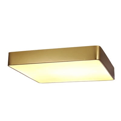 Plafon sufitowy LED QUATTRO złoty – kwadratowy ze szklanym kloszem - elegancka lampa sufitowa do korytarza i łazienki